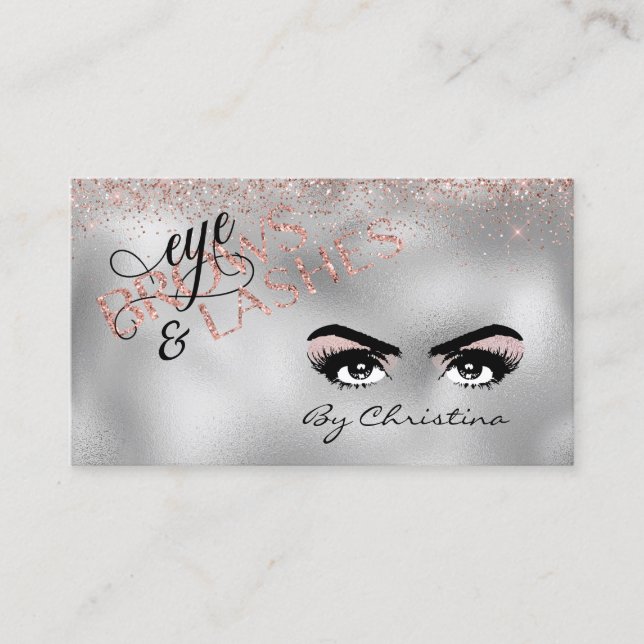 Eyebrow Eyelashes Handwritten Rose Gold Waxing Business Card (Front)
