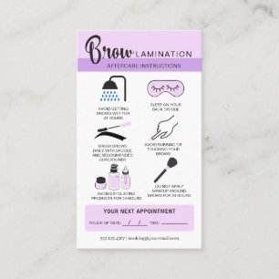 Eyebrow Lamination Aftercare Instructions Business Card