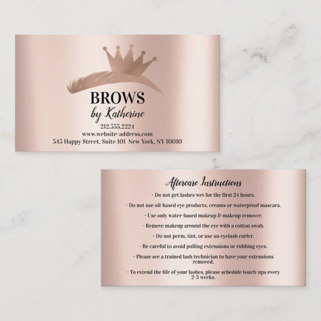 Eyebrow Micorblade Logo Aftercare Rose Logo Crown  Business Card (Front/Back)