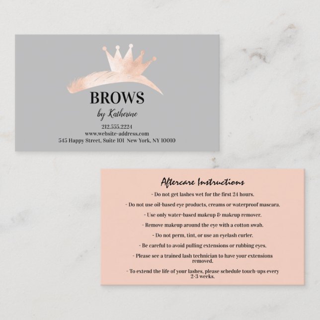 Eyebrow Micorblading Logo Aftercare Instruction Business Card (Front/Back)