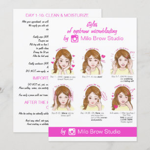 Eyebrow Microblading Aftercare Instruction Pinky Invitation