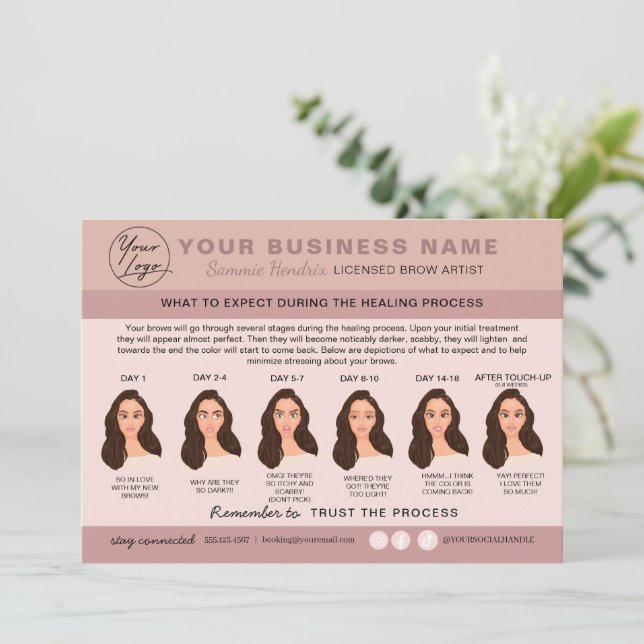 Eyebrow Microblading Aftercare Instructions Card (Standing Front)