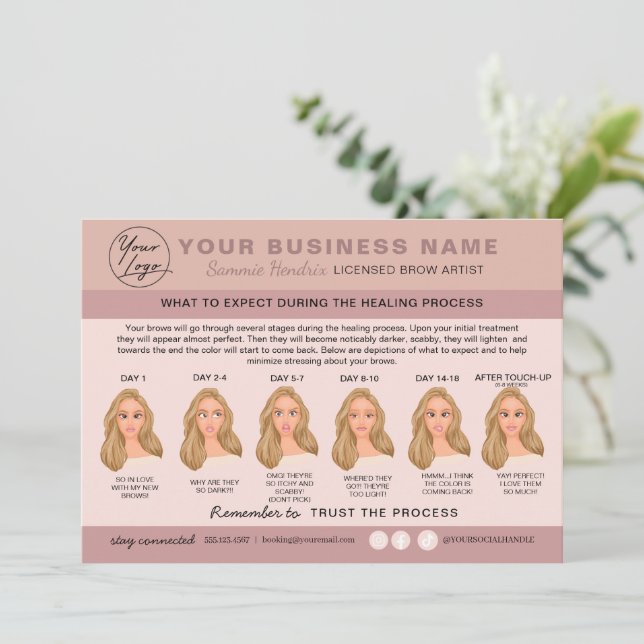 Eyebrow Microblading Aftercare Instructions Card (Standing Front)