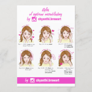 Eyebrow Microblading Aftercare Instructions Pink Invitation