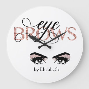 Eyebrow Microblading Tinting Waxing Rose Gold Eyes Large Clock