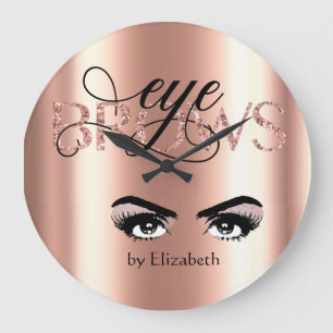 Eyebrow Microblading Tinting Waxing Rose Gold Eyes Large Clock