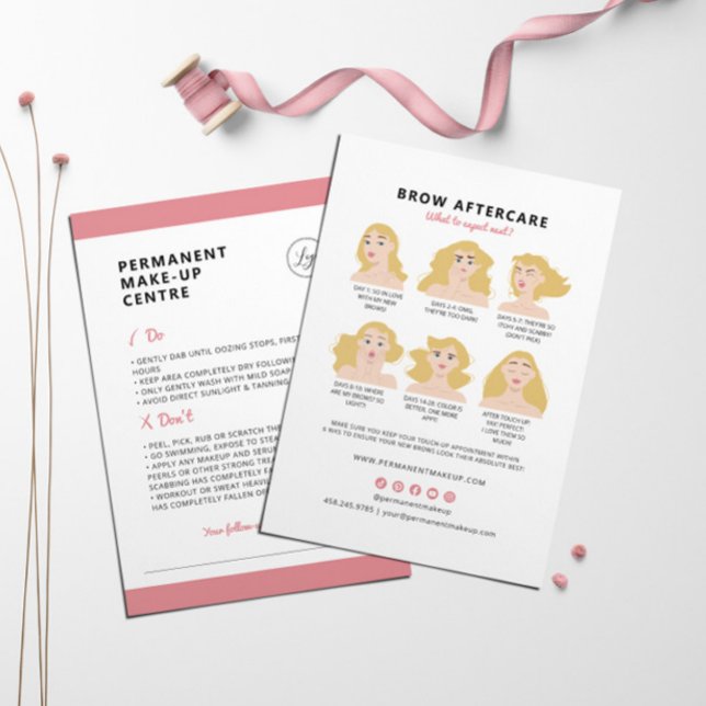 Eyebrow Permanent Make-up Aftercare Instructions Business Card (Creator Uploaded)