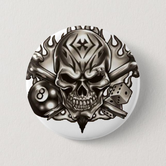 Eyebrow Ring Skull 2 Inch Round Button (Front)