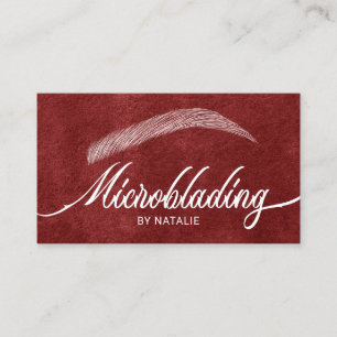 Eyebrow Salon Microblading Typography Red Velvet Business Card