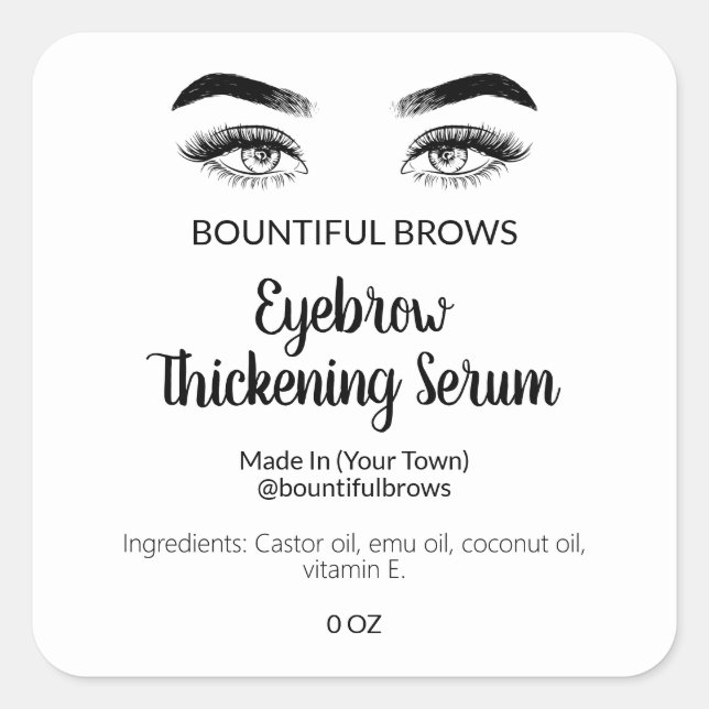 Eyebrow Thickening Serum Eye And Brow Labels (Front)