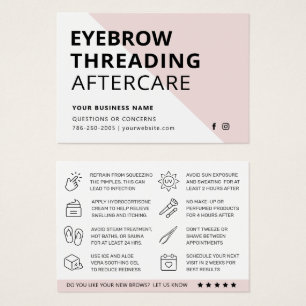 Eyebrow Threading Aftercare Instructions Card