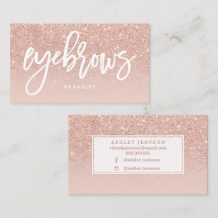 Eyebrows elegant typography blush rose gold 2 business card