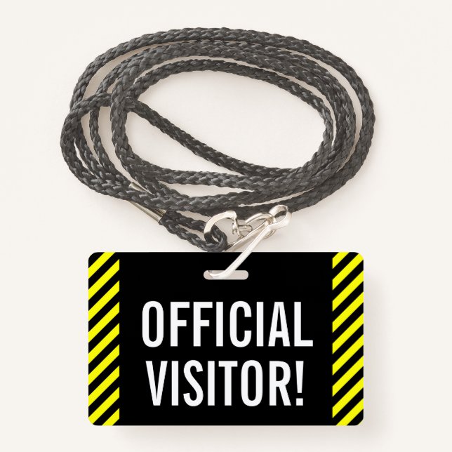 Eyecatching "OFFICIAL VISITOR!" Badge (Front with Lanyard)