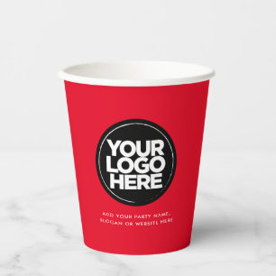 Eyecatching Red   Personalized Logo and Text Paper Cups