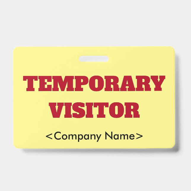 Eyecatching "TEMPORARY VISITOR" Badge (Front)