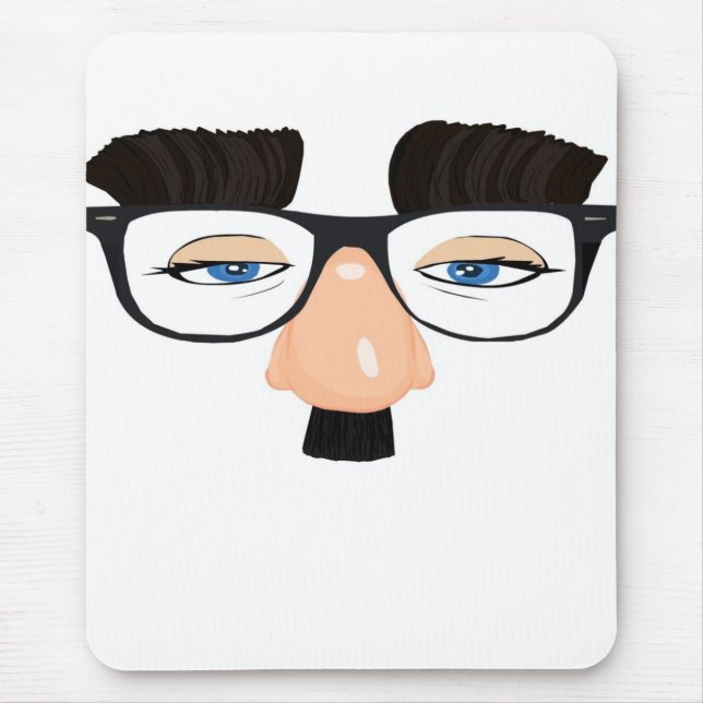 Eyeglasses and Face with Moustache Mouse Pad (Front)