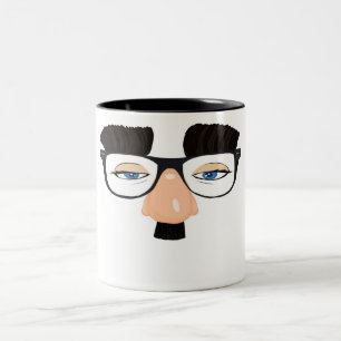 Eyeglasses and Face with Moustache Two-Tone Coffee Mug