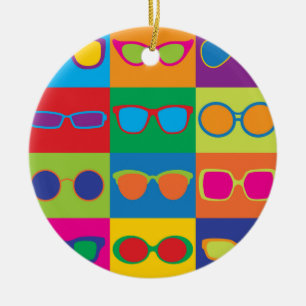 Eyeglasses Chequerboard Ceramic Ornament