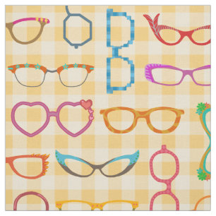 Eyeglasses Retro Modern Hipster Orange Gingham Fabric