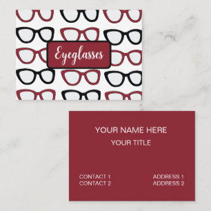 Eyeglasses Spectacles Specs Glasses Optometrist Business Card