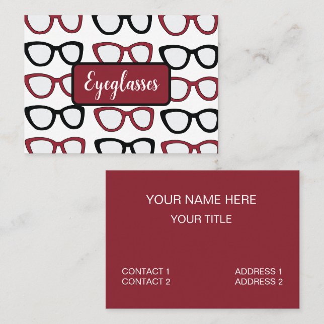 Eyeglasses Spectacles Specs Glasses Optometrist Business Card (Front/Back)