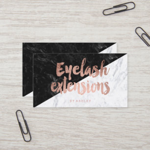 Eyelash block modern rose gold typography marble business card