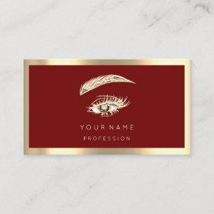 Eyelash Brow Makeup Logo Qr Code Burgundy  Framed  Business Card