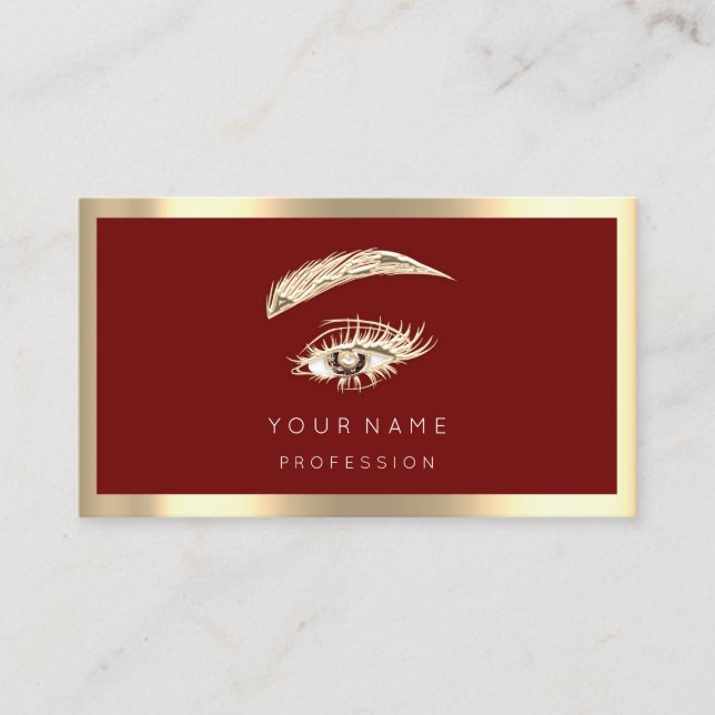 Eyelash Brow Makeup Logo Qr Code Burgundy  Framed  Business Card (Front)