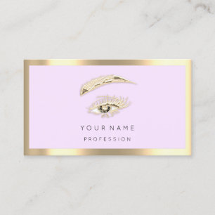 Eyelash Brow Makeup Logo Qr Code Pink Pastel Gold Business Card
