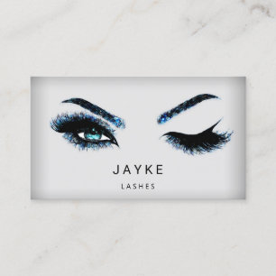Eyelash Brow Microblade QR Logo Blue Lashes Business Card