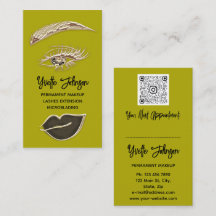 Eyelash Brows Makeup Logo QRCode Lip Gold Mustard