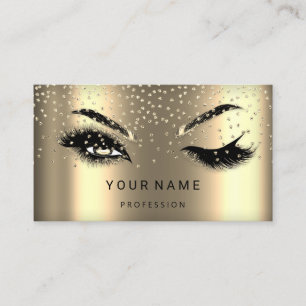Eyelash Brows Microblade. QR CODE Logo Faux Gold Business Card