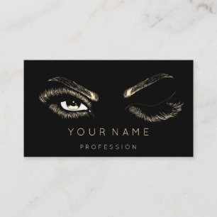  Eyelash Brows Microblade QRCODE Gold Black Business Card