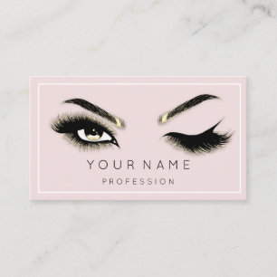  Eyelash Brows Microblade QRCODE Pink Framed Business Card