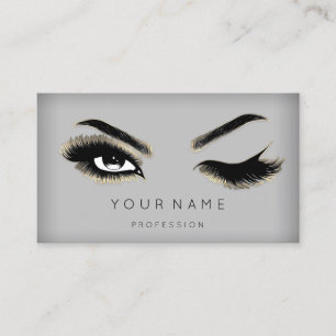 Eyelash Brows Microblading QRCODE Logo Gold Modern Business Card