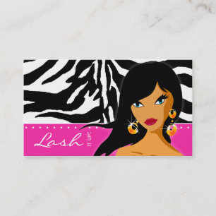Eyelash Business Card Zebra Woman Pink