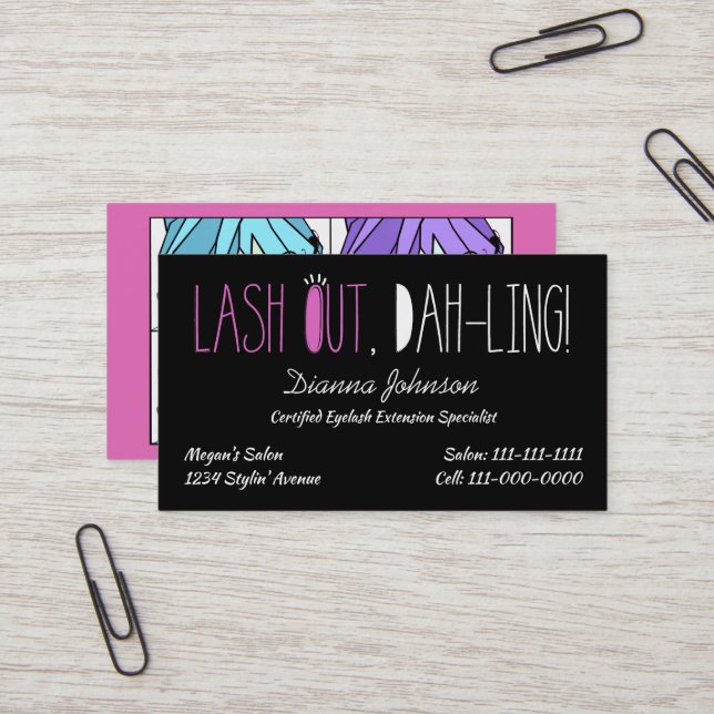 "Eyelash Divas" Lash Out, Dah-ling ! Carte de visi (Devant/Arrière en situation)
