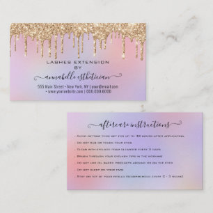 Eyelash Extension Aftercare Instruction Glitter B Business Card