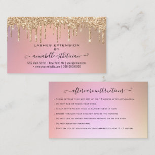 Eyelash Extension Aftercare Instruction Glitter  B Business Card