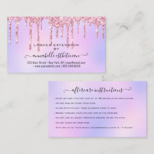 Eyelash Extension Aftercare Instruction Glitter B Business Card