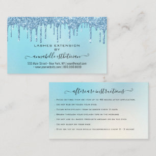 Eyelash Extension Aftercare Instruction Glitter B Business Card