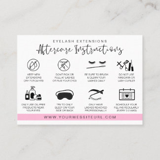 Eyelash Extension Aftercare Instructions Lash Logo Business Card