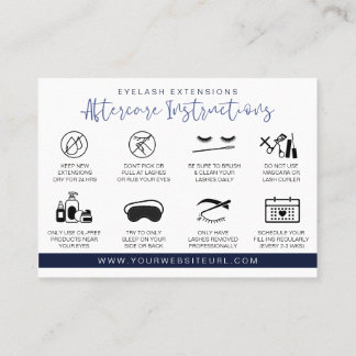 Eyelash Extension Aftercare Instructions Lash Logo Business Card
