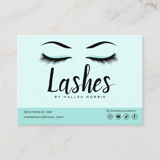Eyelash Extension Aftercare Instructions Lash Logo Business Card (Front)