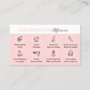 Eyelash Extension Cares Aftercare Instruction Business Card