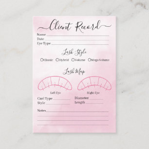 Eyelash extension client Record form Business Card