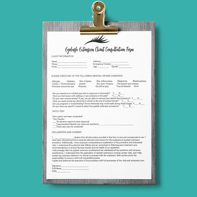 Eyelash Extension Consent Form Modern White Letterhead (Eyelash Extension Consent Form Modern White Letterhead)
