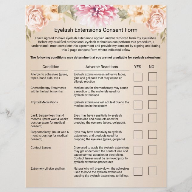 Eyelash Extension Liability Waiver Elegant Ivory Flyer (Front)