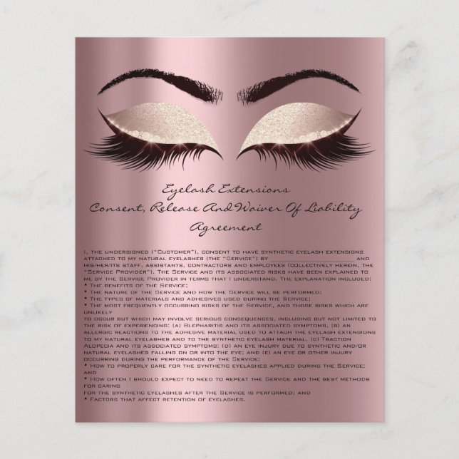 Eyelash Extension Liability Waiver Eyes Rose Spark Flyer (Front)