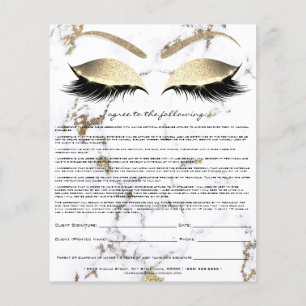 Eyelash Extension Liability Waiver Gold Marble Flyer